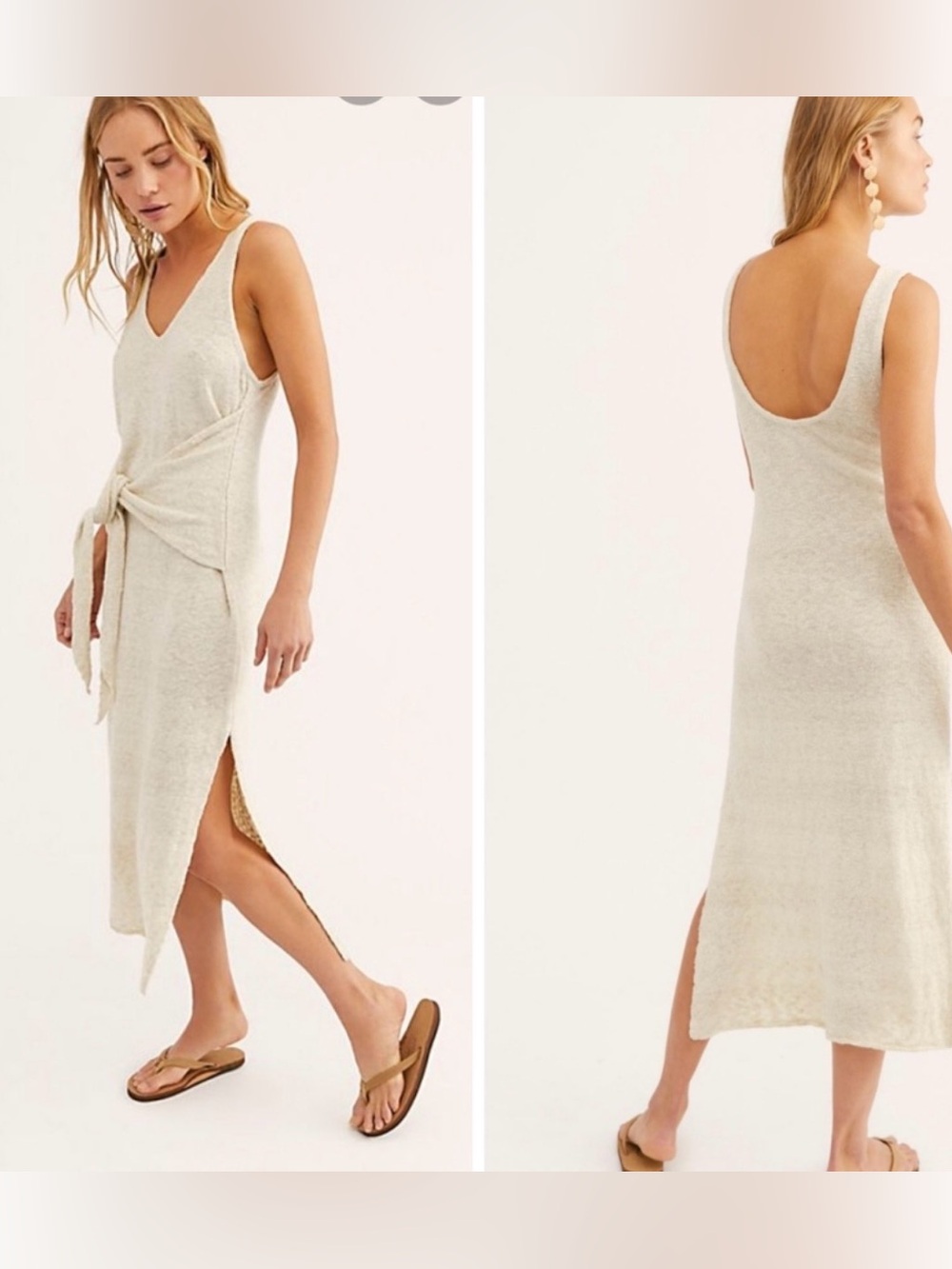 Free People FP Beach Knit Hamptons Maxi Dress Wrap Boho‎ Coastal S